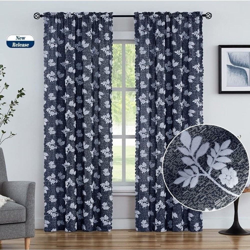 Floral Semi Sheer Curtains 2 Panels 40×95